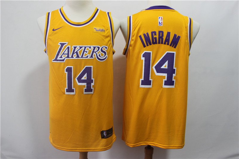 Men's Lakers Brandon Ingram #14 Replica Swingman Jersey Yellow