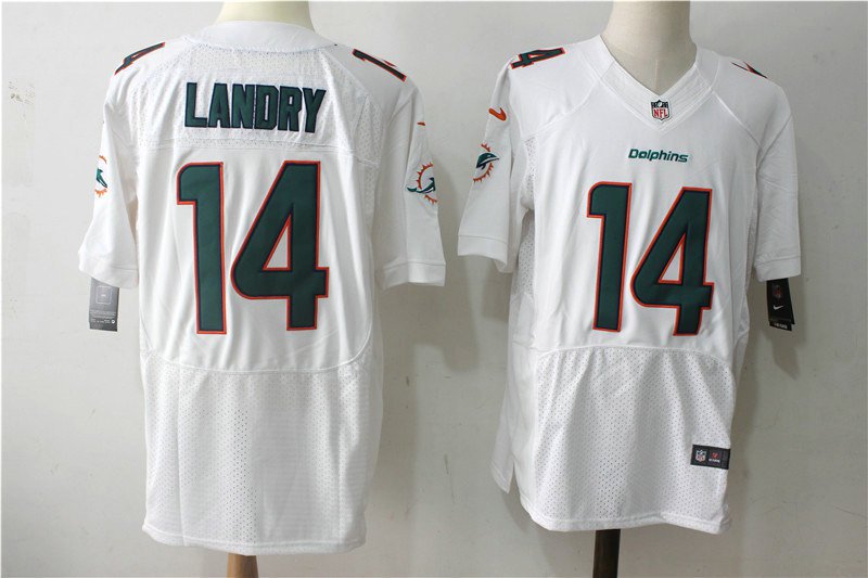 Men's Dolphins Jarvis Landry #14 White Elite Football Jersey Stitched