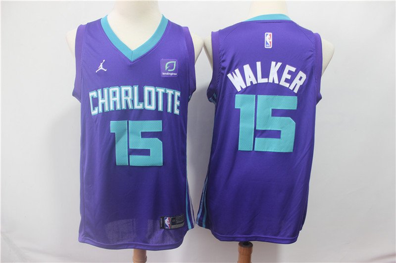 Men's Hornets 15 WALKER Swingman Jersey Purple