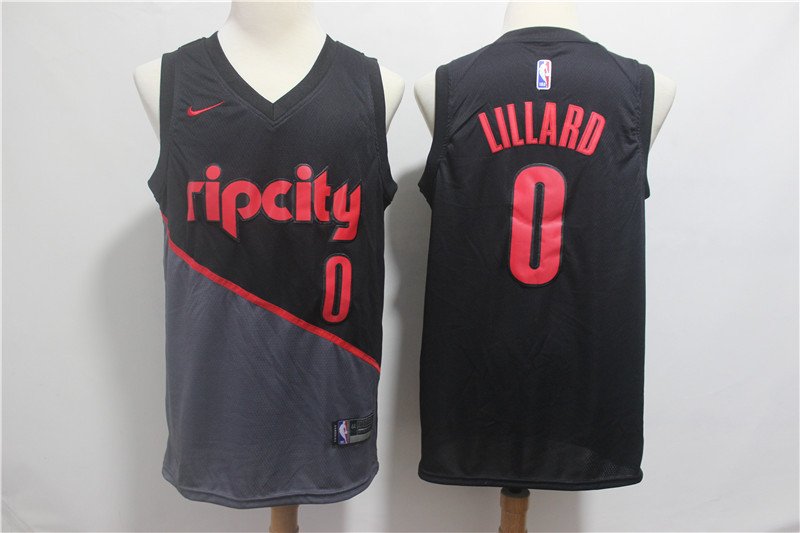 Men's Trail Blazers Damian Lillard #0 Black Swingman Jersey City Edition