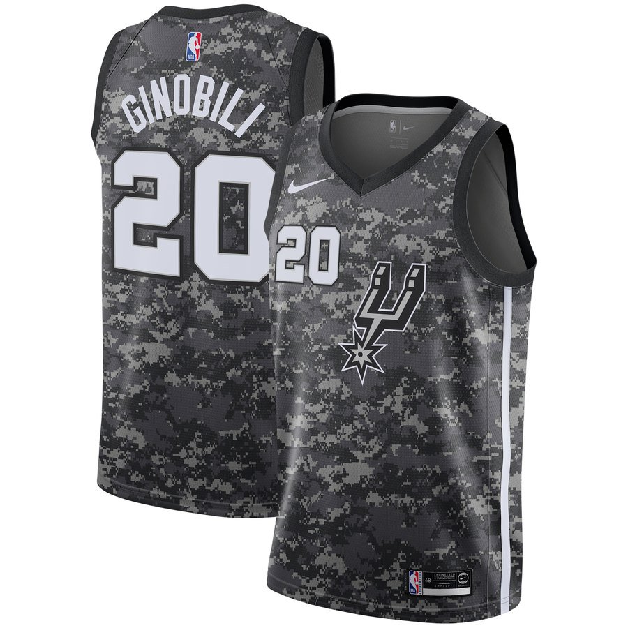 Men's Spurs Manu Ginobili #20 Black Swingman Jersey City