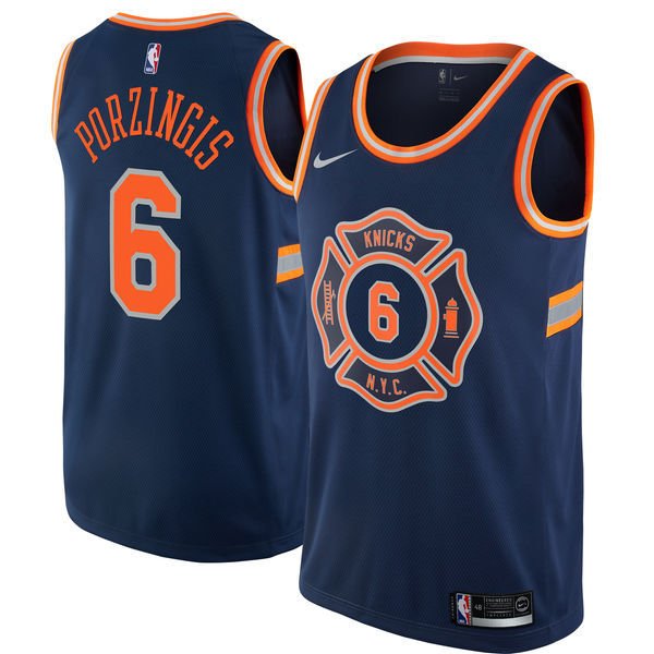 Kristaps Porzingis #6 New York Knicks Basketball Replica Jersey Navy