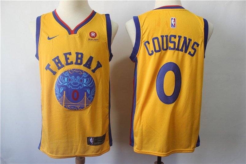 Men's Warriors DeMarcus Cousins #0 Yellow Swingman Jersey City Edition