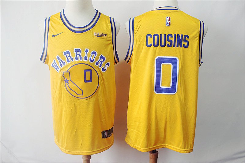 DeMarcus Cousins 0 Men's Warriors Gold Classic Swingman Jersey Replica