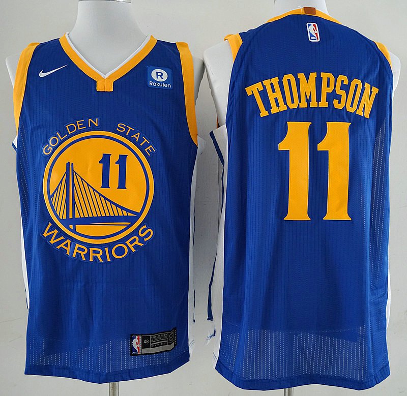 Men's Warriors #11 Klay Thompson Blue Swingman Jersey Statement