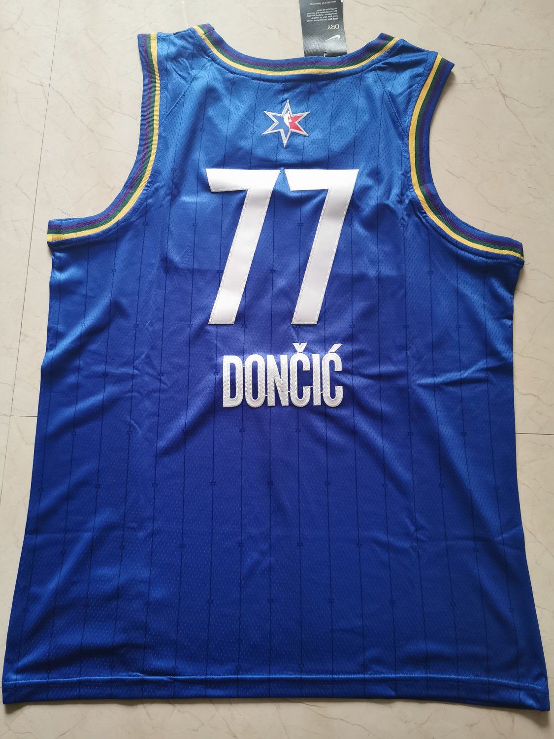 Men's Mavericks #77 Luka Doncic All Star Game Stitched Basketball Jersey Blue