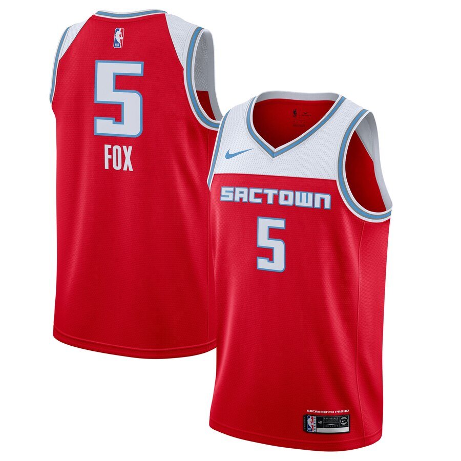 De'Aaron Fox #5 Men's Sacramento Kings City Edition Swingman Jersey Red