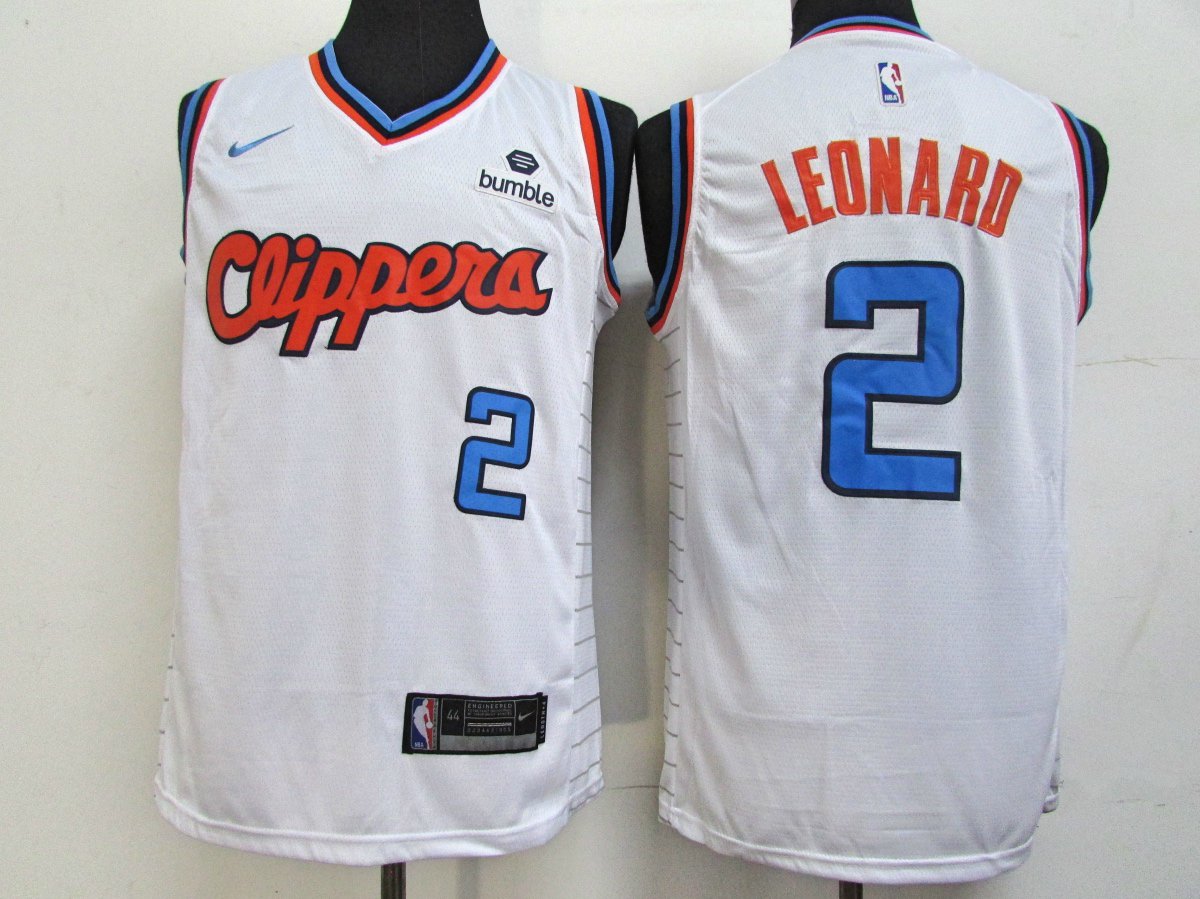 Kawhi Leonard #2 Men's Clippers City Edition Swingman Jersey White