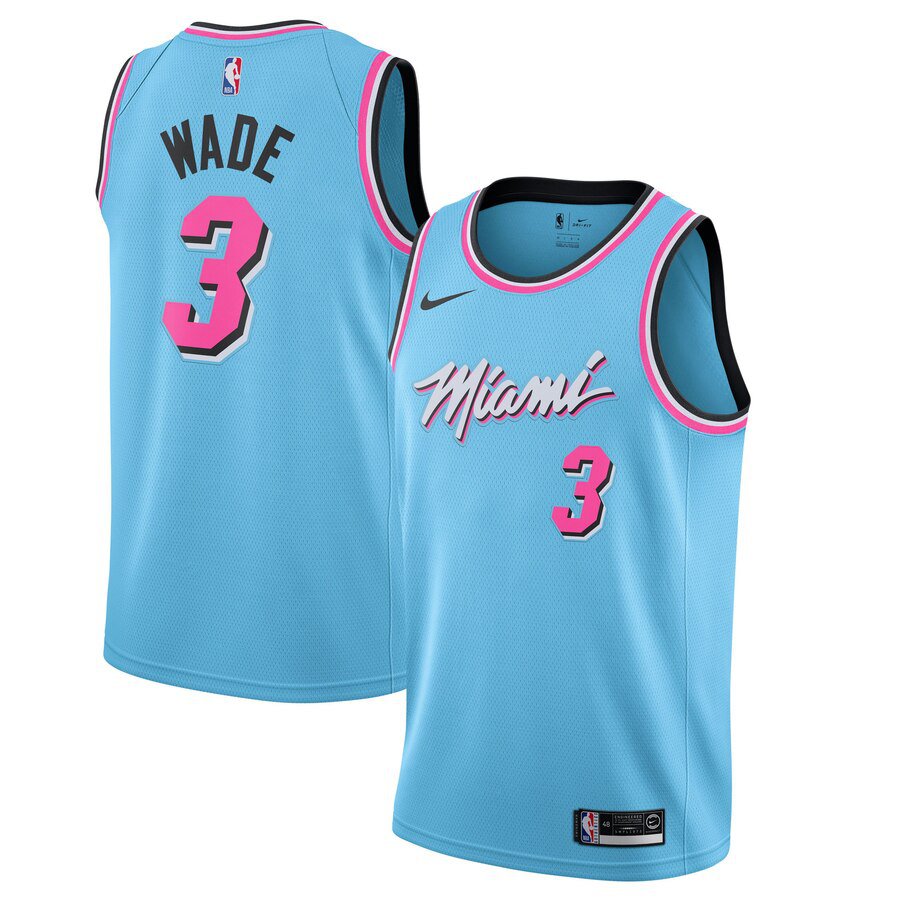 Dwyane Wade 3th Men's Miami Heat Swingman Basketball Jersey Blue