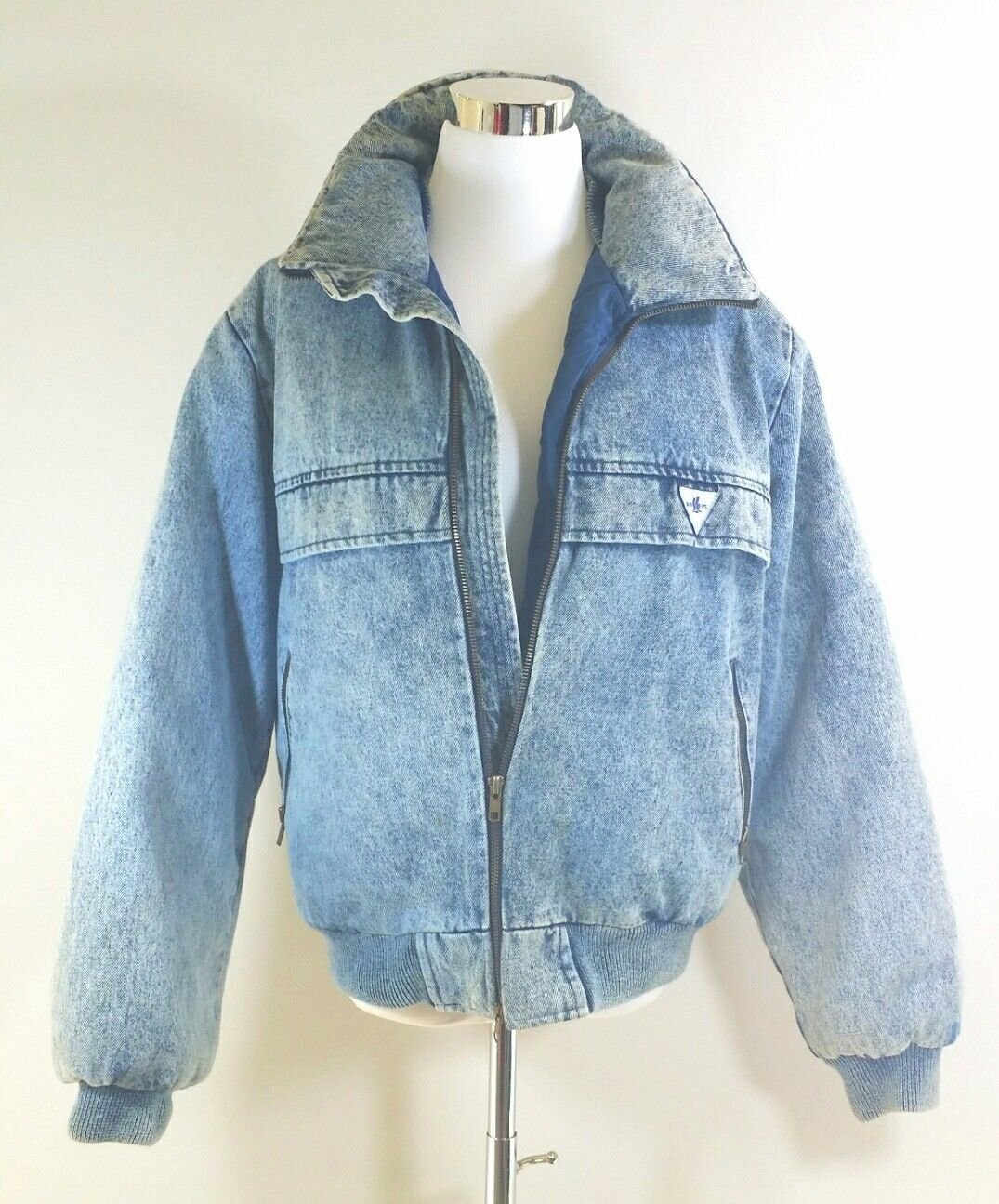 Millers Sportific Womens Down Jacket Coat Acid Wash Denim Size Medium