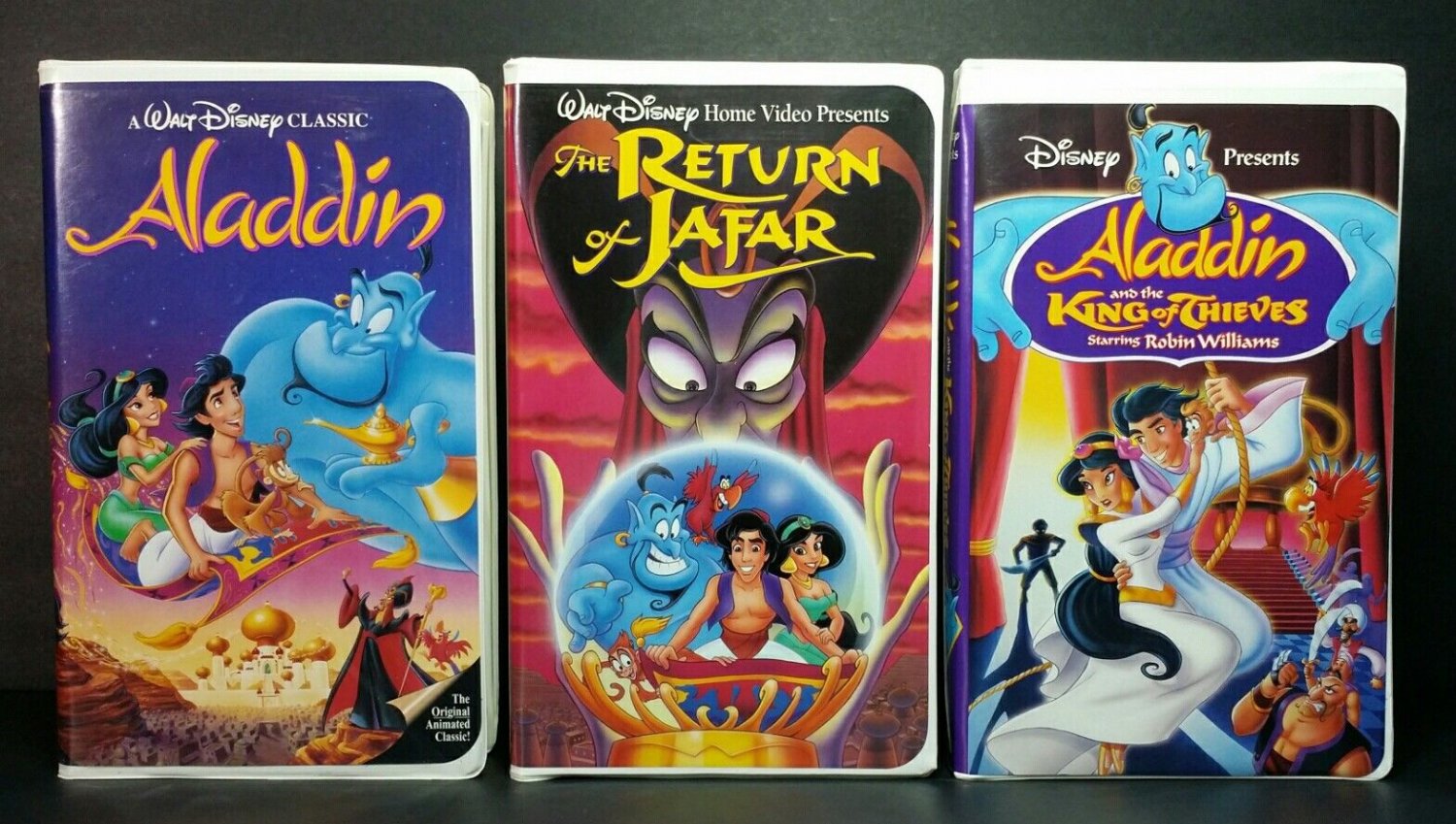 Disney Aladdin VHS Tapes CD Soundtrack Lenticular Artwork 5 Piece Lot