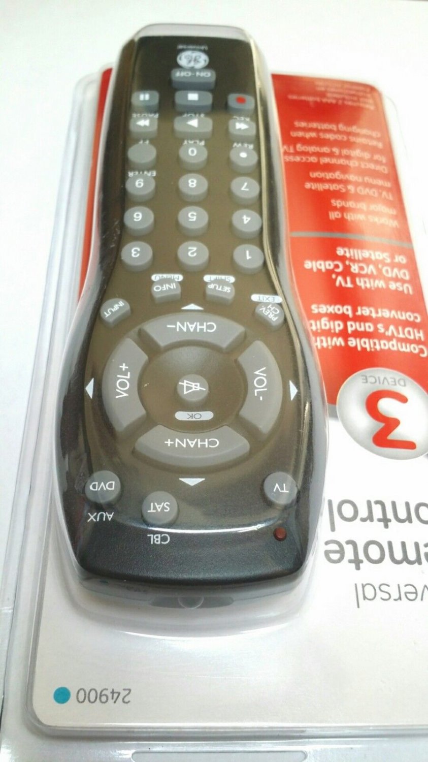 Universal Remote Control GE 3 Device TV DVD VCR Cable