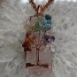 Solid Copper Rose Quartz Stone Pendant and 20 Inch Solid Chain Set #TS26-26