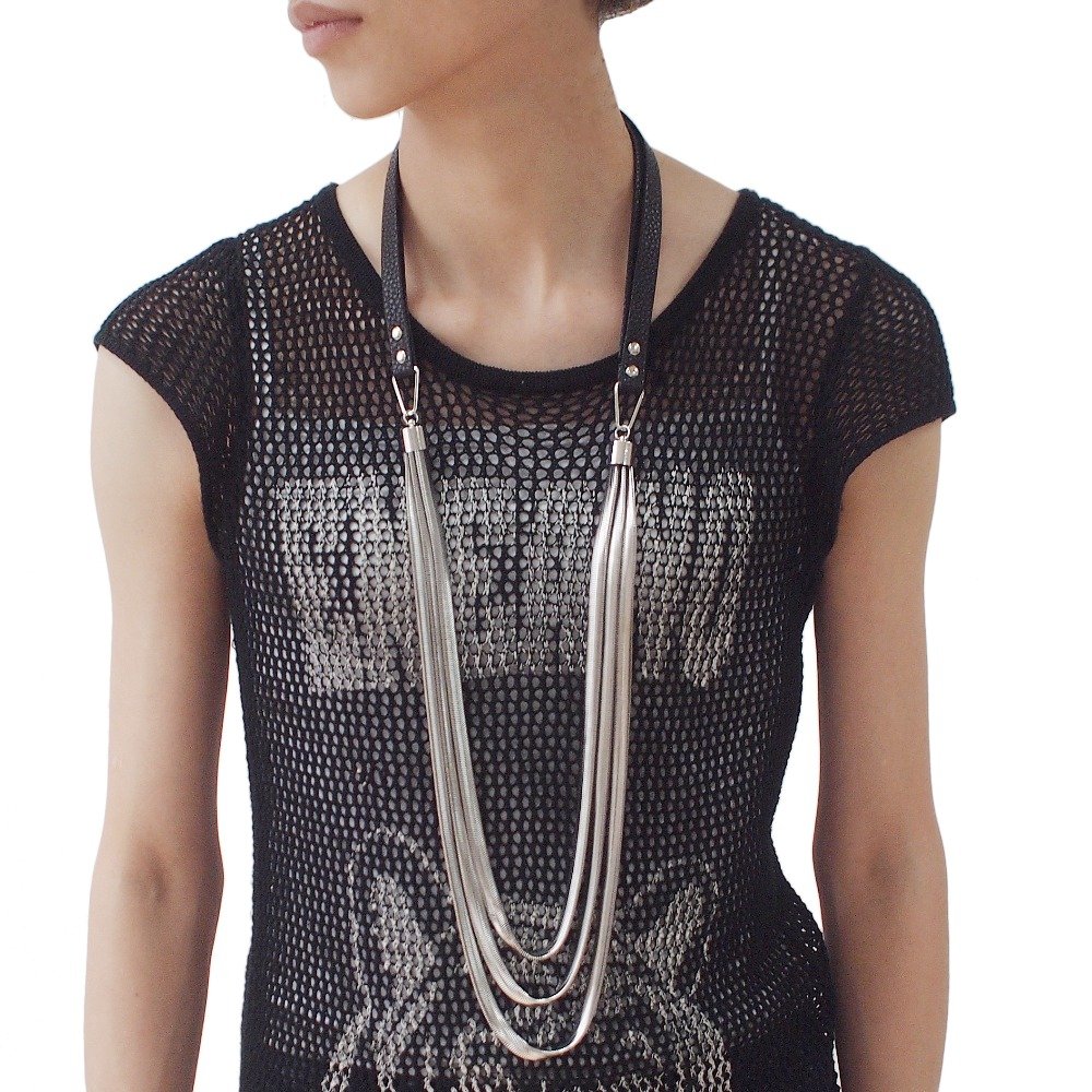 Women Accessories Fashion Leather Chokers Snake Chain Pendants Casual Long Necklaces