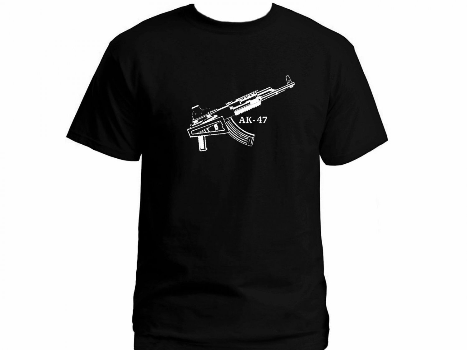 Kalashnikov AK 47 Russian Soviet Machine Gun black graphic t-shirt