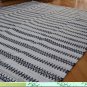 Large Wool Kilim Rug Reversible Diamonds Stripes 150x240cm Black White Cream NEW