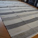 Large Kilim Rug Reversible Diamonds Stripes Wool - 150x240cm - Black Cream White