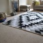 Large Cotton Rug Black White Grey HandMade Woven Geometric 150x240cm 5x8'