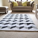Large Cotton Rug Funky ZigZag Black White HandMade Woven Geometric 150x240cm 5x8