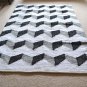 Large Cotton Rug Funky ZigZag Black White HandMade Woven Geometric 150x240cm 5x8