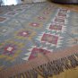 Large Kilim Rug Indian Hand Knotted Diamond Harlequin 150x210cm 5x7ft Jute Wool