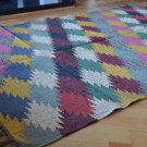Kilim Rug Hand Made 120x180cm Natural Jute Wool Maroon Green Indien Diamond 6405