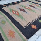 Kilim Rug Hand Made 120x180cm Natural Jute Wool Beige Green Diamond Seconds Sale