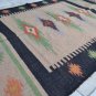 Kilim Rug Hand Made 120x180cm Natural Jute Wool Beige Green Diamond Seconds Sale