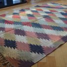 Kilim Rug Hand Made 120x180cm Natural Jute Wool Traditional Indian Diamond 6403