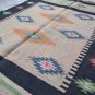 Kilim Rug Hand Made 120x180cm Natural Jute Wool Black Beige Diamond Seconds Sale