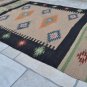 Kilim Rug Hand Made 120x180cm Natural Jute Wool Black Beige Diamond Seconds Sale