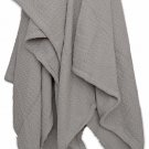 Grey Cotton Throw Large Soft Geometric Huge Waffle Knitted 180x230cm 1.8x2.3m