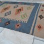 Kilim Rug Hand Made 120x180cm Natural Jute Wool Blue Orange Diamond Seconds Sale
