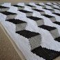 ZigZag Rug Soft Cotton Funky Black White Grey Hand Made Woven 120x180cm 6x4ft
