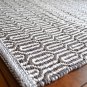Cotton Hand Woven Rug Soft Geometric Pattern White Grey Monochrome 120x180cm 4x6