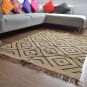 Rustic Kilim Rug Black Beige Aztec Indian Handmade Diamond 120x180cm Moroccan