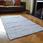 White Pastel Chindi Rag Rug Handmade Recycled Cotton 150x210cm 5x7 Hemmed