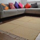 Cotton Rug Yellow Cream Diamonds Hand Woven Soft Geometric Pattern120x180cm 4x6