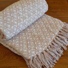 Beige Cream Diamonds Throw Geometric Blanket 160x130cm Soft Luxury 100% Cotton