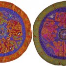 Elephant Circle Wall Hanging Indian Sequin Tapestry Embroidered 34" 86cm Purple
