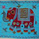 Aqua Elephant Wall Hanging Indian Hippy Ethnic Sequin Tapestry Embroidered 86cm