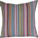 Large Rainbow Colourful Woven Stripes Cushion Covers 60 cm 24" Washed Muted