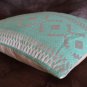 Diamond Cushion Covers Filled Sea Green Silver Cotton Lurex 40cm 16" Soft Shine
