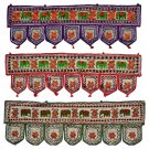 INDIEN Toran Elephant Embroidered Tapestry Wall Hanging Table Runner Red Purple