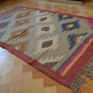 Kilim Rug Beige Hand Knotted 90x150cm Brown Natural Maroon Indian Diamond 3523
