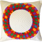 INDIAN 16" 40cm Cushion Covers Cream Colourful Circle Polka Scatter Sofa NEW
