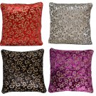 Decorative Cushion Covers Purple Black Red Cream Paisley Sequin Embroidery 40cm