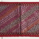Festive Table Runner Christmas Decor 145cm Indian Recycled Sari Maroon Sparkle