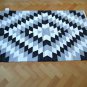 Harlequin Pattern Cotton Rug Rag Black Grey White HandMade Woven 90x150cm 3x5