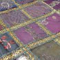 INDIAN Tapestry Green Wall Hanging Table Cover Recycled Sari Lace Embroidery